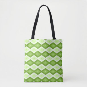 Chartreuse green diamond pattern tote bag
