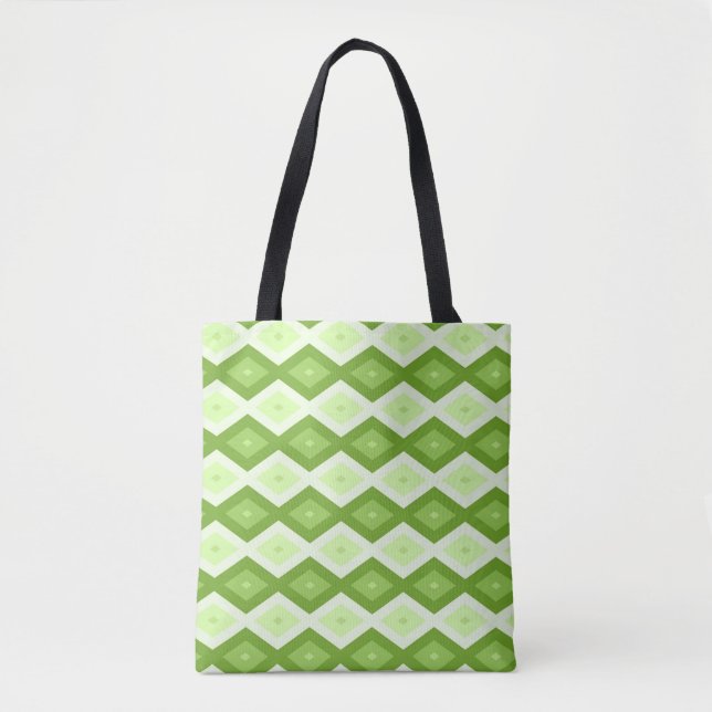 Chartreuse green diamond pattern tote bag (Front)