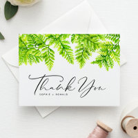 Chartreuse Green Fern Leaves Wedding Thank You