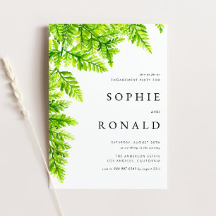 Chartreuse Green Fern Leaves Woodland Engagement Invitation