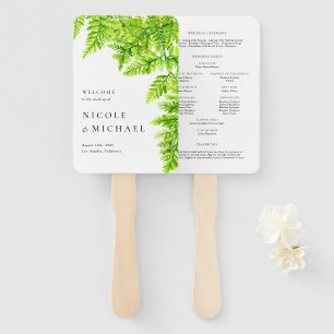 Chartreuse Green Fern Leaves Woodland Wedding Hand Fan