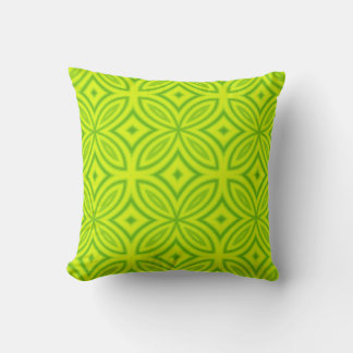 Chartreuse green geometric flower abstract pattern cushion