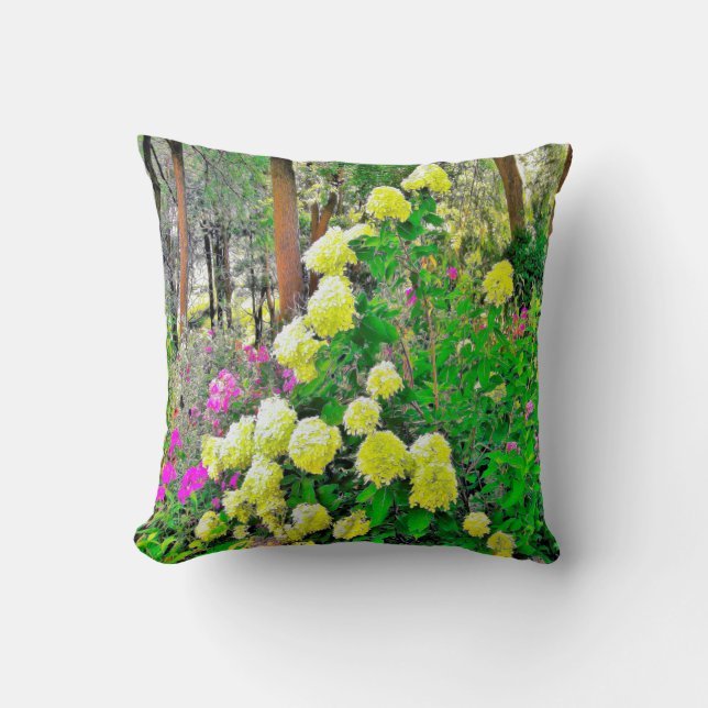 Chartreuse Green Limelight Hydrangea Garden Cushion (Front)
