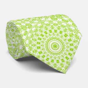 Chartreuse Green Mandala Pattern Tie