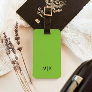 Chartreuse Green Modern Monogram Luggage Tag