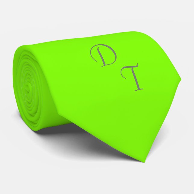 Chartreuse green - monogrammed tie (Rolled)