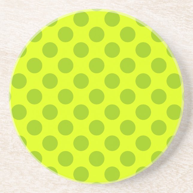 Chartreuse Green Polka Dots Coaster (Front)