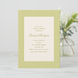 Chartreuse Green Stripe Elegant Bridal Shower Invitation