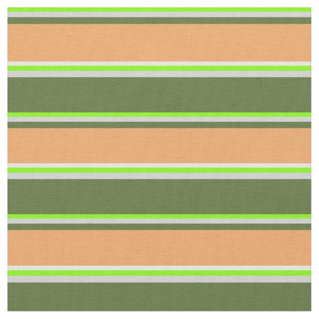 Chartreuse, Grey, Olive Green, Brown & Mint Cream Fabric (Close Up)