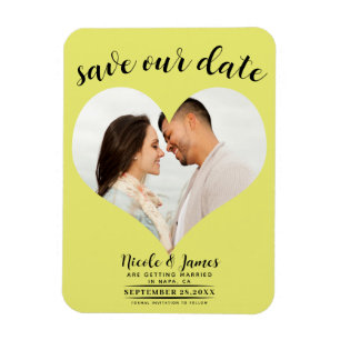 Chartreuse Heart Photo Wedding Save the Date Magnet