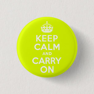 Chartreuse  Keep Calm and Carry On 3 Cm Round Badge