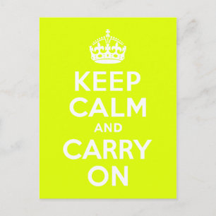 Chartreuse Keep Calm and Carry On Postcard