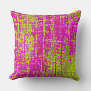 Chartreuse Kiss Pink and Green Abstract Cushion