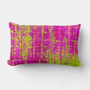 Chartreuse Kiss Pink and Green Abstract Lumbar Cushion