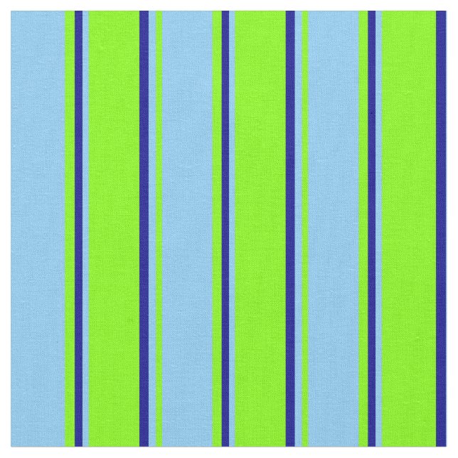 Chartreuse, Light Sky Blue, and Dark Blue Coloured Fabric (Close Up)