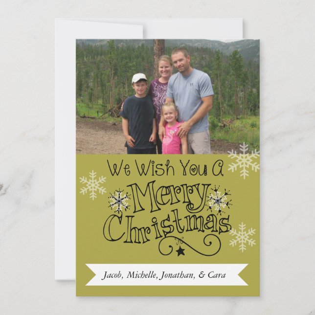 Chartreuse Merry Christmas Photo Holiday Card (Front)