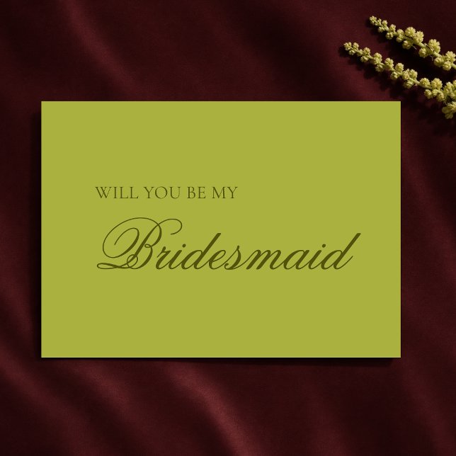 Chartreuse Modern Typography Bridesmaid Proposal  Card (Creator Uploaded)
