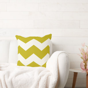 Chartreuse Modern Zigzag Chevron Pattern Cushion