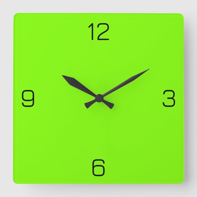 Chartreuse (Neon Green) 7FFF00 Colour - Name Optio Square Wall Clock (Front)