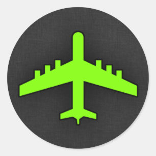 Chartreuse, Neon Green Aeroplane Classic Round Sticker