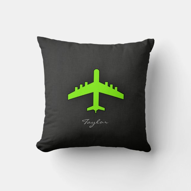 Chartreuse, Neon Green Aeroplane Cushion (Front)