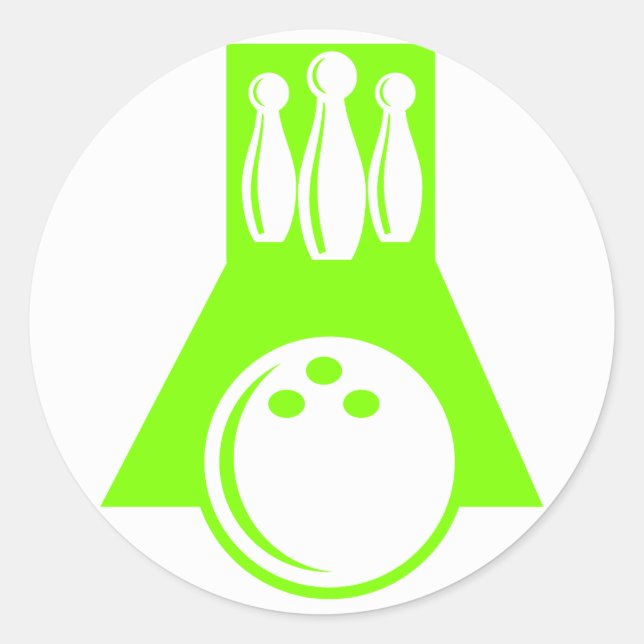 Chartreuse, Neon Green Bowling Classic Round Sticker (Front)