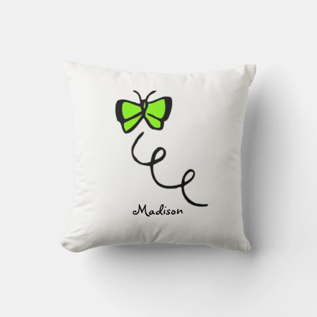 Chartreuse, Neon Green Butterfly Cushion (Front)