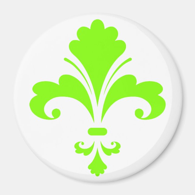 Chartreuse, Neon Green Fleur de lis Magnet (Front)