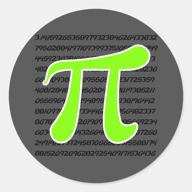Chartreuse, Neon Green Pi symbol Classic Round Sticker (Front)