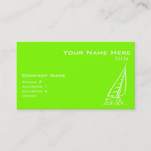 Chartreuse, Neon Green Sailing Business Card (Front)