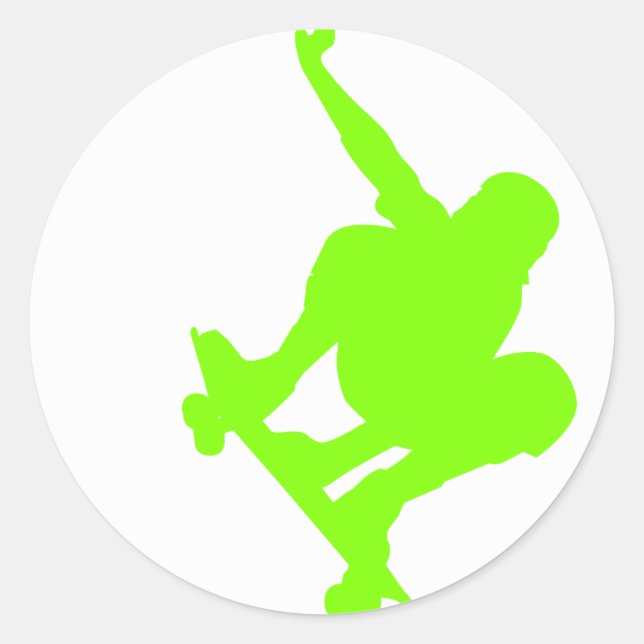 Chartreuse, Neon Green Skater Classic Round Sticker (Front)