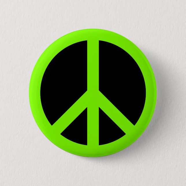Chartreuse Peace Symbol 6 Cm Round Badge (Front)