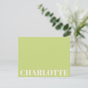 Chartreuse Personalised Name Preppy Kids Simple Card