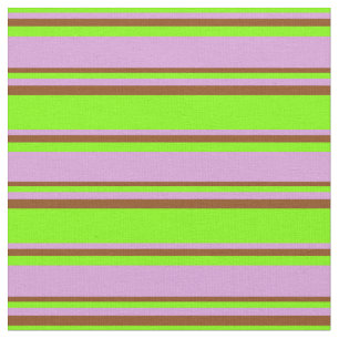 Chartreuse, Plum, and Brown Stripes Pattern Fabric