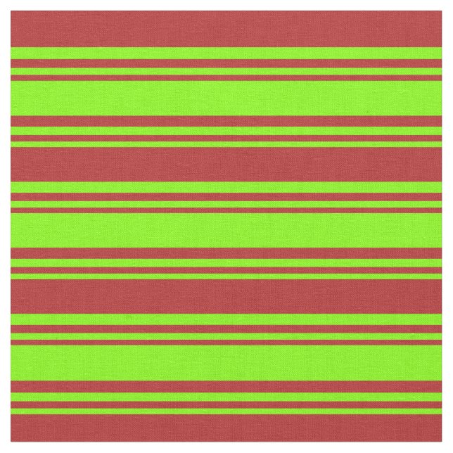 Chartreuse & Red Coloured Lines/Stripes Pattern Fabric (Close Up)