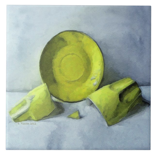 Chartreuse Saucer and Broken Cup Tile (Front)