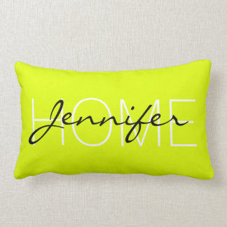 Chartreuse (traditional) colour home monogram lumbar cushion