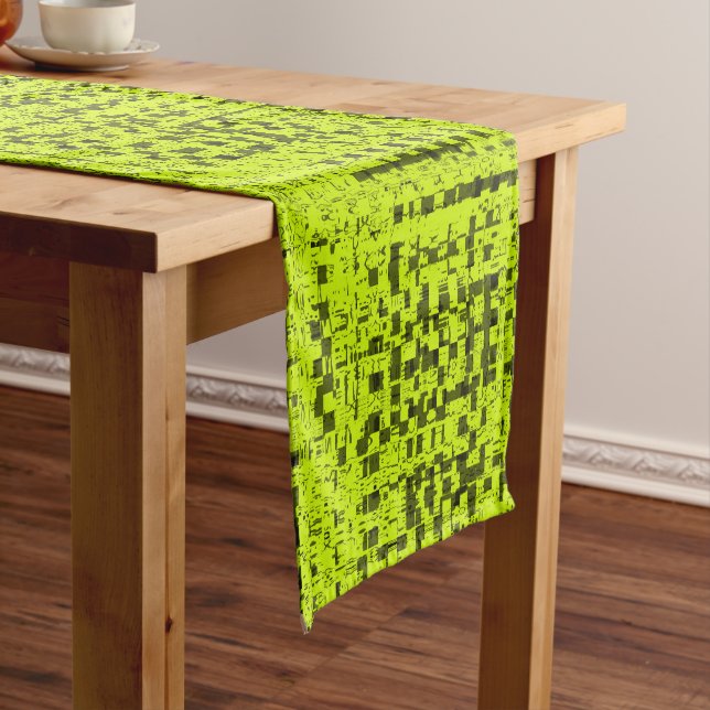 Chartreuse Tweed Short Table Runner (In Situ)