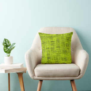 Chartreuse Tweed Throw Pillow Cotton