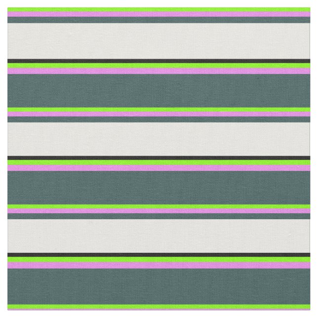 Chartreuse, Violet, Dark Slate Grey, White & Black Fabric (Close Up)