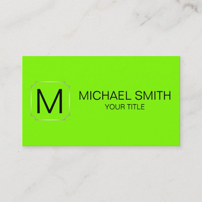 Chartreuse (web) colour background business card (Front)