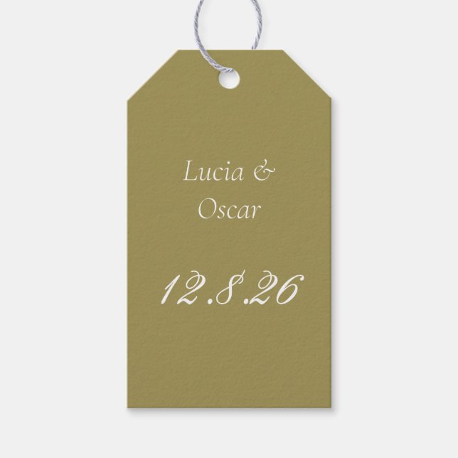 Chartreuse wedding favor gift tag with date (Front)