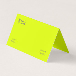 chartreuse yellow - bold text folded business card