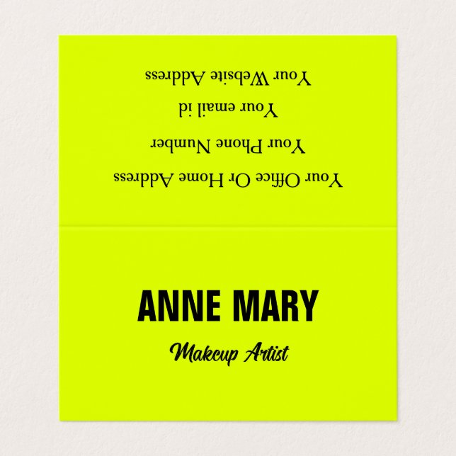 Chartreuse Yellow Fluorescent Neon Colourful Brigh Business Card (Outside Unfolded)