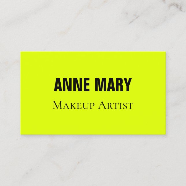 Chartreuse Yellow Neon Fluorescent Bright Colorful Business Card (Front)
