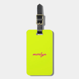 Chartreuse Yellow Pink Custom Name Gift Favor Luggage Tag