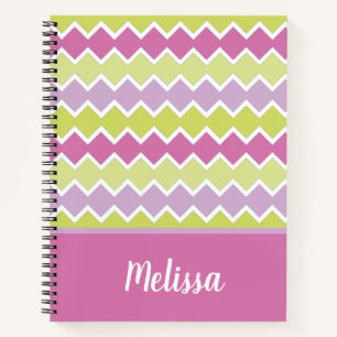 Chartreuse Yellow Pink Personalised  Notebook