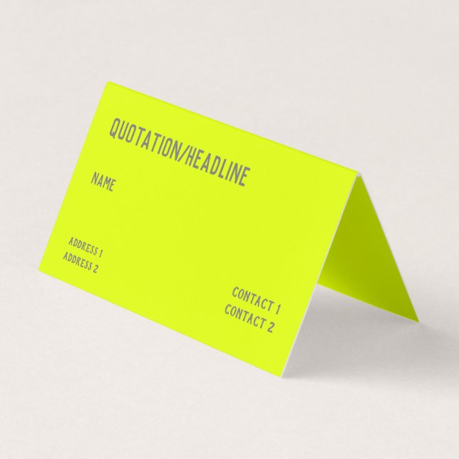 chartreuse yellow  -  QR code  -folded  Business Card (Front)