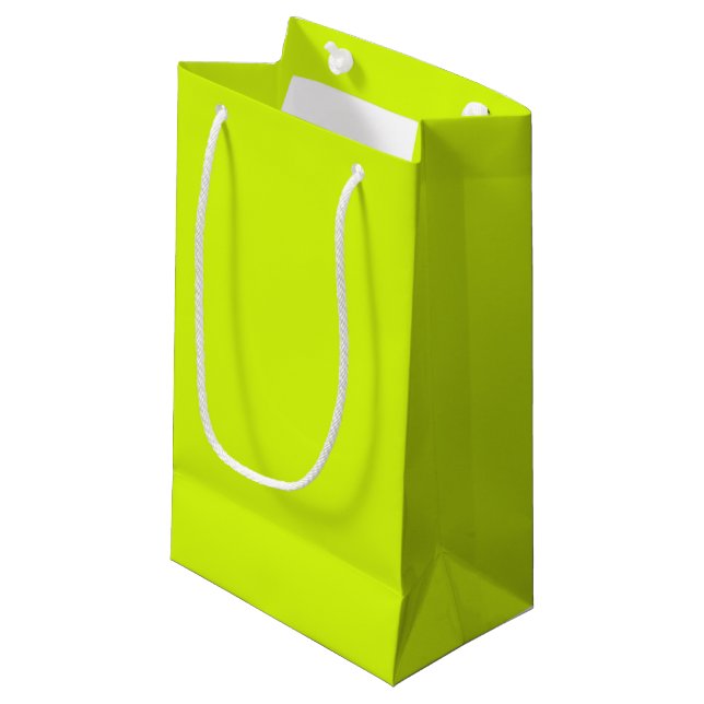 Chartreuse Yellow solid colour Small Gift Bag (Front Angled)