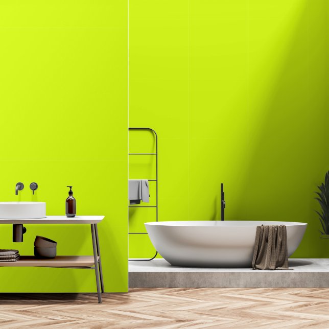 Chartreuse Yellow solid colour Wallpaper (Bathroom)